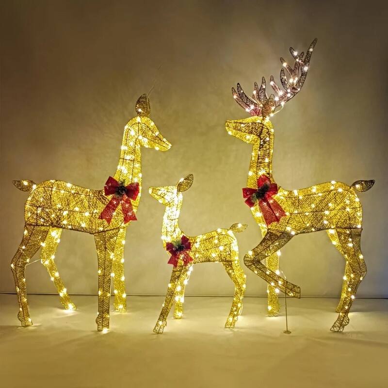 3 Packs Christmas Decoration Deer Family