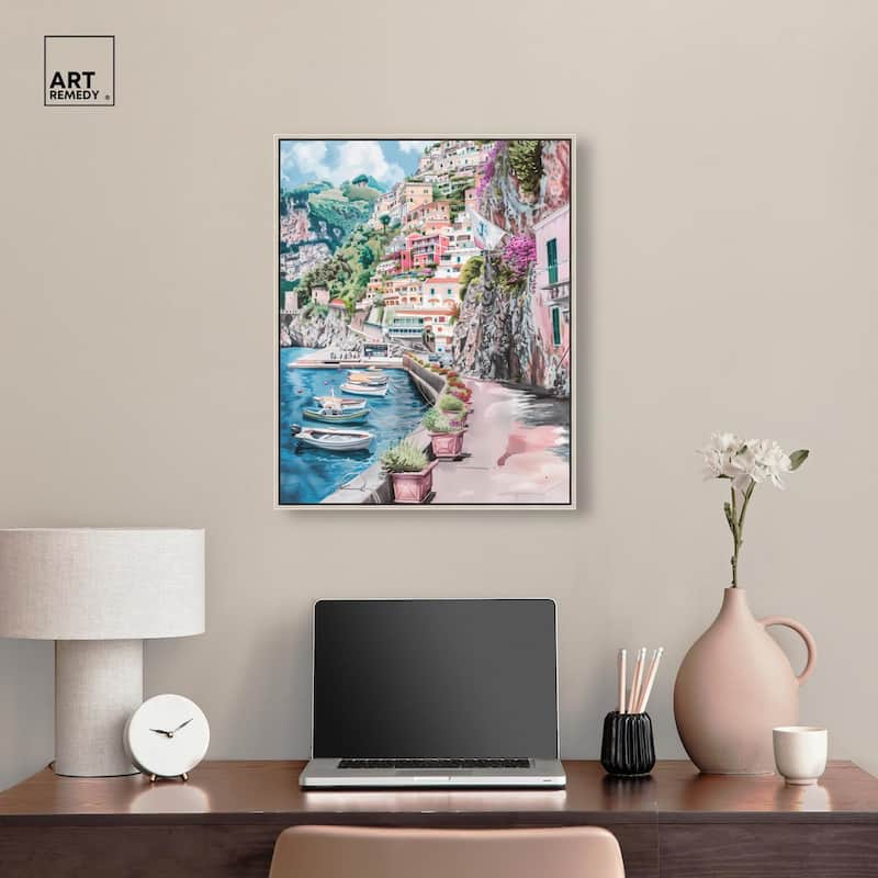 Lush Coastal Villa Entrance Canvas by Art Remedy