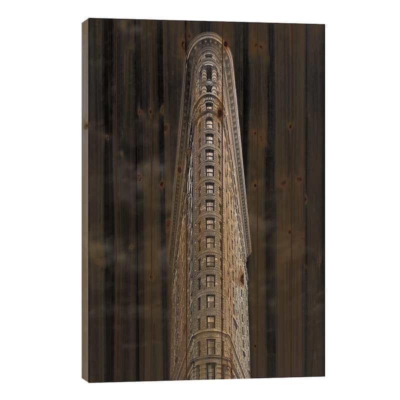 Flatiron Print On Wood by Jan Rauwerdink - Multi-Color - 40x26x1.5
