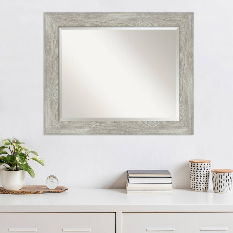 Beveled Wall Mirror - Dove Greywash Frame - Dove Greywash