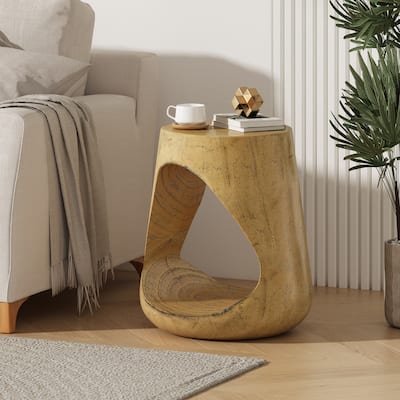 14.5" Modern Round Side Table with Stable Wide Base for Living Room or Bedroom