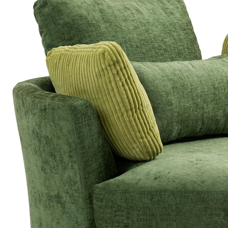 Upholstered Accent Swivel Barrel Armchair Club Chair with Pillows
