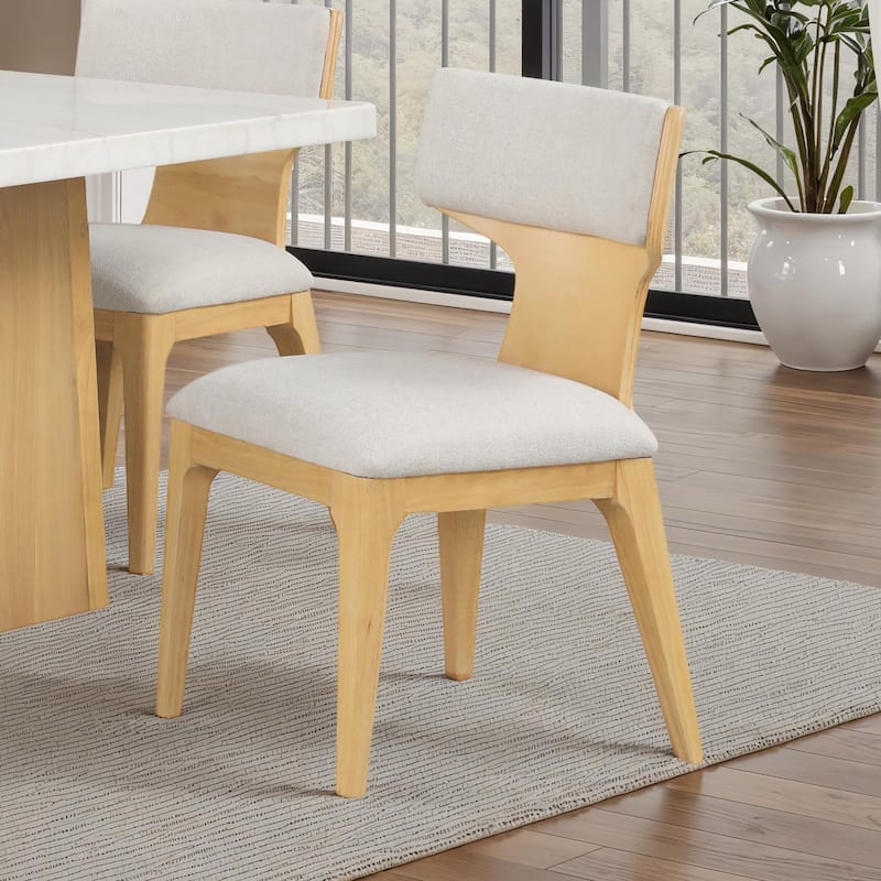 Furniture of America Wayley Modern Solid Wood Curved Back Padded Dining Chair (Set of 2)