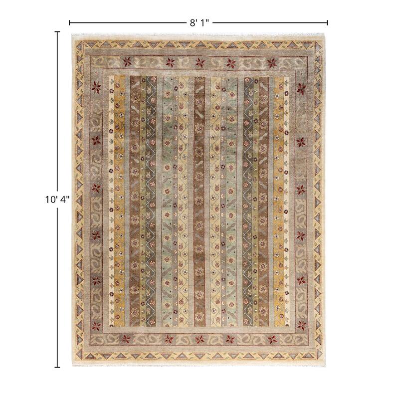 Ikat One-of-a-Kind Hand-Knotted Area Rug - Beige, 8' 1" x 10' 4" - 8' 1" x 10' 4"
