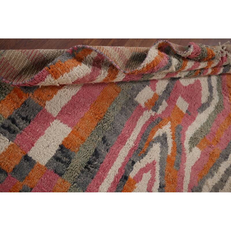 Multi-Color Moroccan Abstract Area Rug Hand-Knotted Wool Carpet - 5'11"x 10'0"