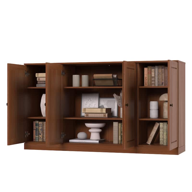 100% Solid Wood 65" Sideboard with Clear, Frosted Glass or Solid Wood Doors by Palace Imports