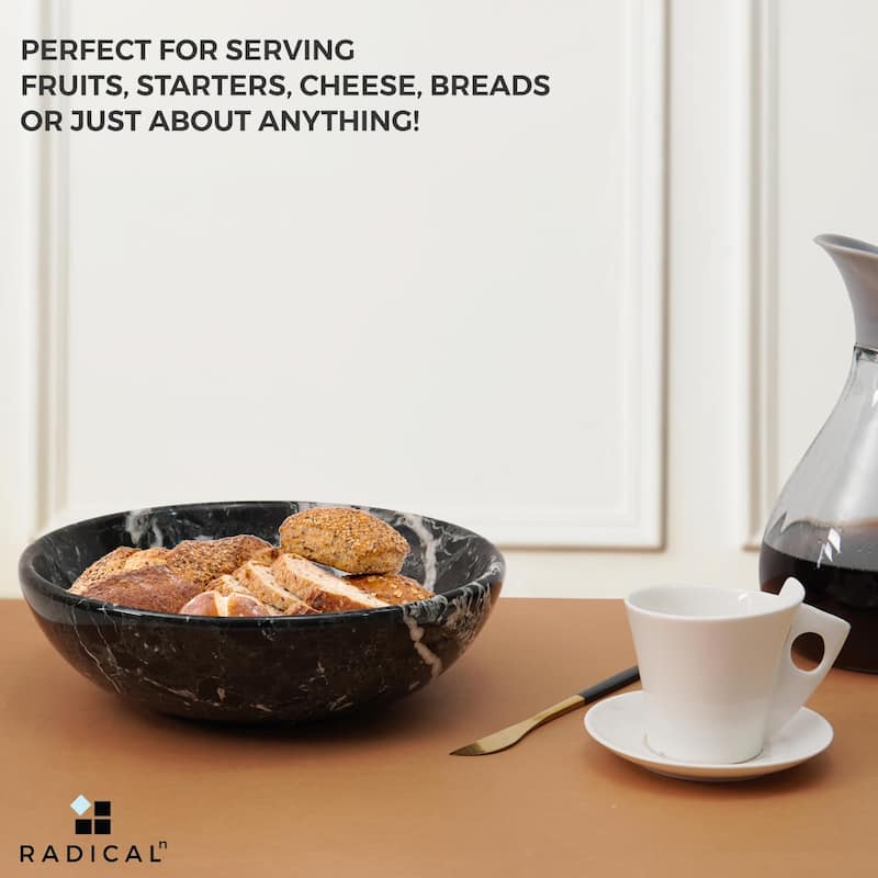 Marble Fruit Bowl 10'Handmade Fruit and Vegetable Holder - Decorative Bowl For Kitchen Counter Décor