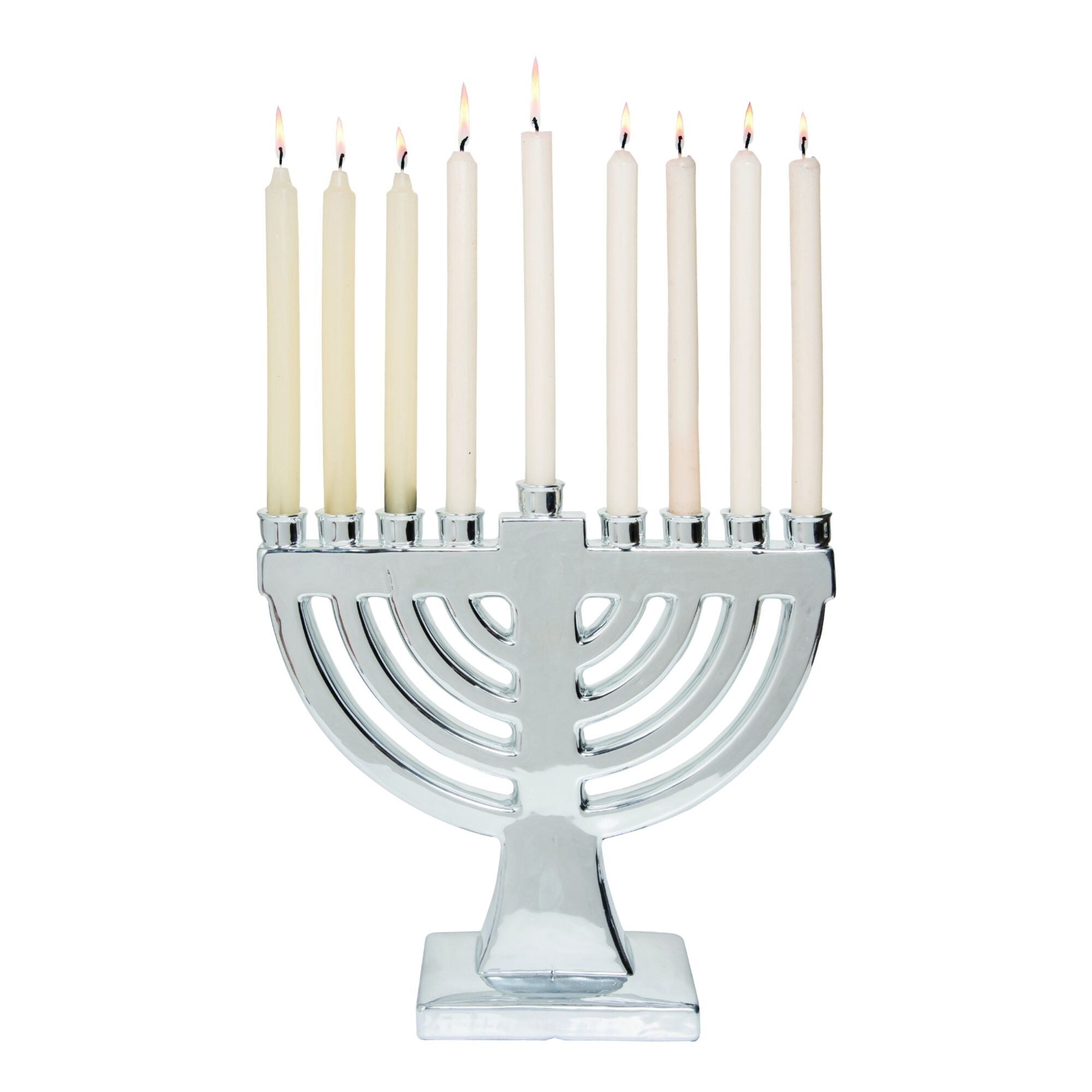 Shop 16 Silver Traditional Hanukkah Menorah Candle Holder Overstock 31879695