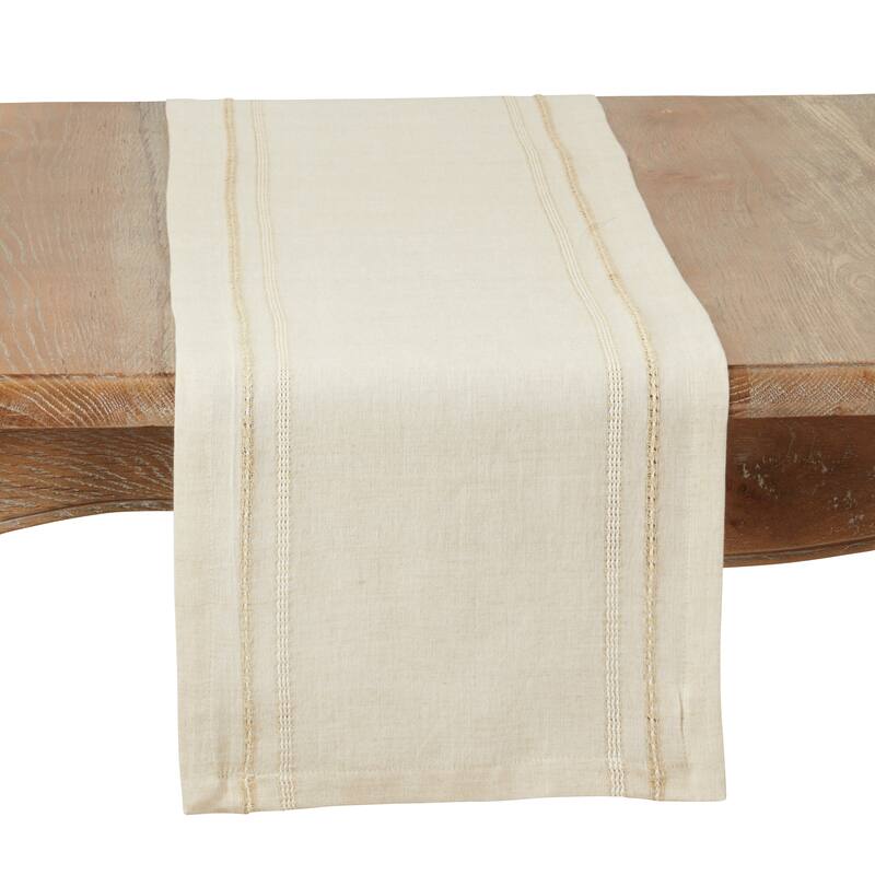 Leno Stripe Elegance Table Runner - 13"x72" - Natural