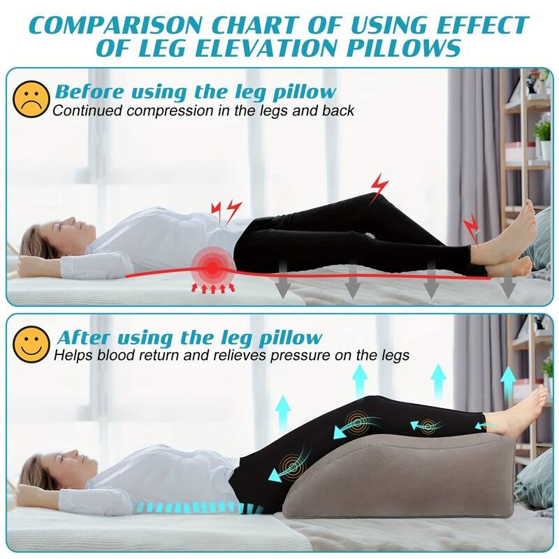 Multifunctional Inflatable Leg Lift Pillow, Portable Wedge Pillow with a Storage Bag - Grey
