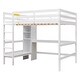preview thumbnail 7 of 6, White Full Loft Bed with Desk and Shelves, Pine Wood and MDF Frame, Sturdy Guardrails