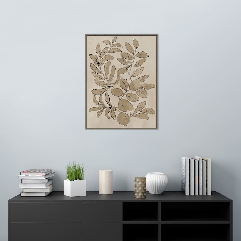 Leaves Sketches I by Asia Jensen (23 x 30 in.), Framed Canvas Wall Art Print - Sylvie Greywash - Sylvie Greywash