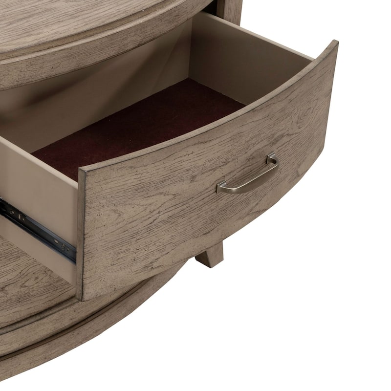 Avalon Burnished Beige Oak Nightstand with Charging Station