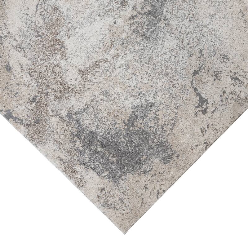Yamanu Ester Cream Abstract Polyester Area Rug