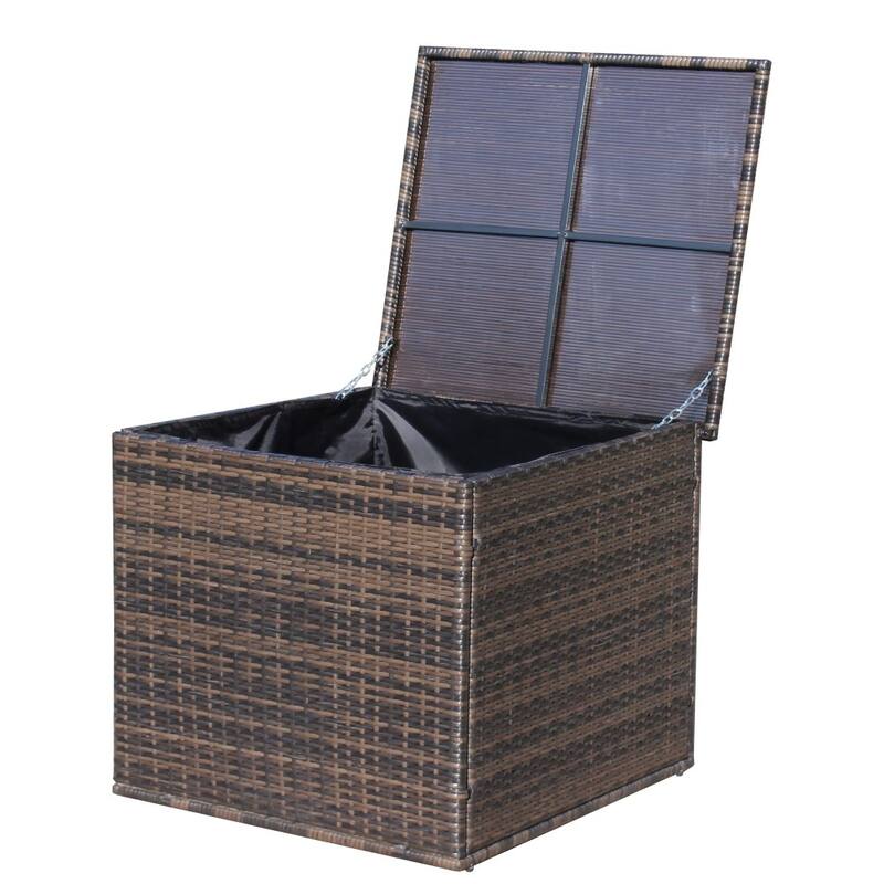 25.5"x25.6" Brown Wicker Patio Furniture Storage Deck Box - 25.50"x25.50"