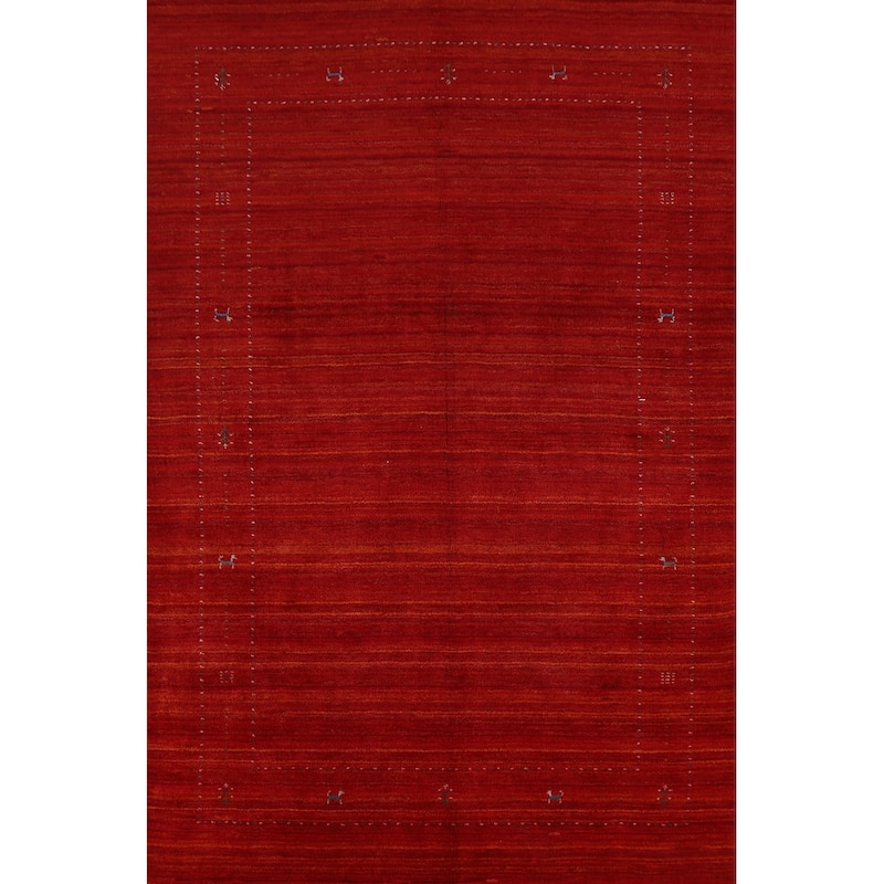 Tribal Gabbeh Indian Area Rug Hand-Knotted Modern Wool Carpet - 6'6" x 9'6"