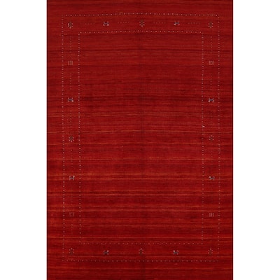 Tribal Gabbeh Indian Area Rug Hand-Knotted Modern Wool Carpet - 6'6" x 9'6"