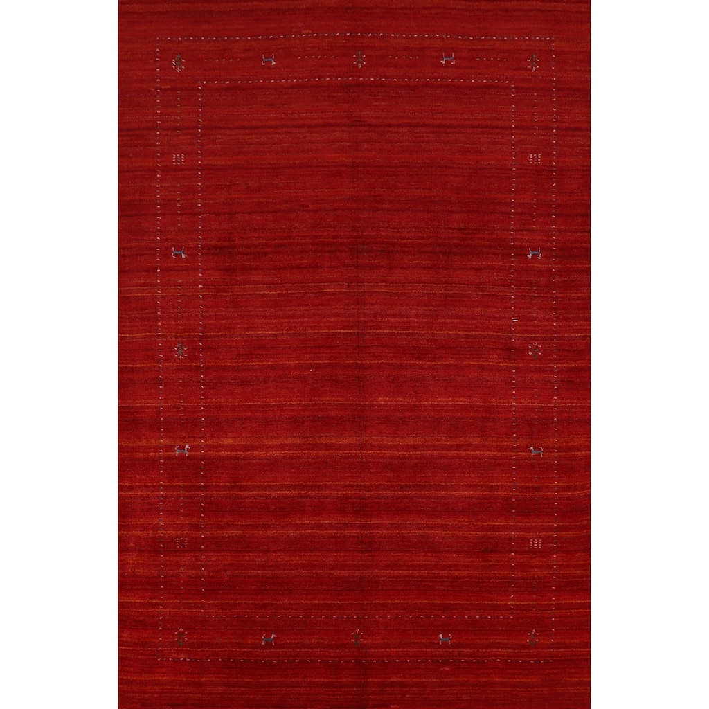 Tribal Gabbeh Indian Area Rug Hand-Knotted Modern Wool Carpet - 6'6" x 9'6"