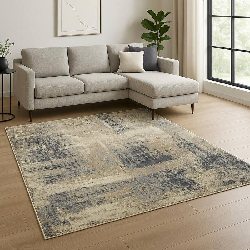 HomeRoots Abstract Contemporary Rectangle Area Rug - 120.00 in. x 96.00 in. x 0.25 in. - 120.00 in. x 96.00 in.  x 0.25 in.