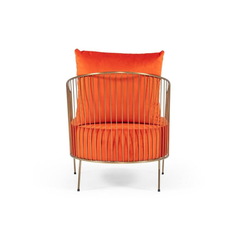 Modrest Loveland Glam Orange Velvet Accent Chair