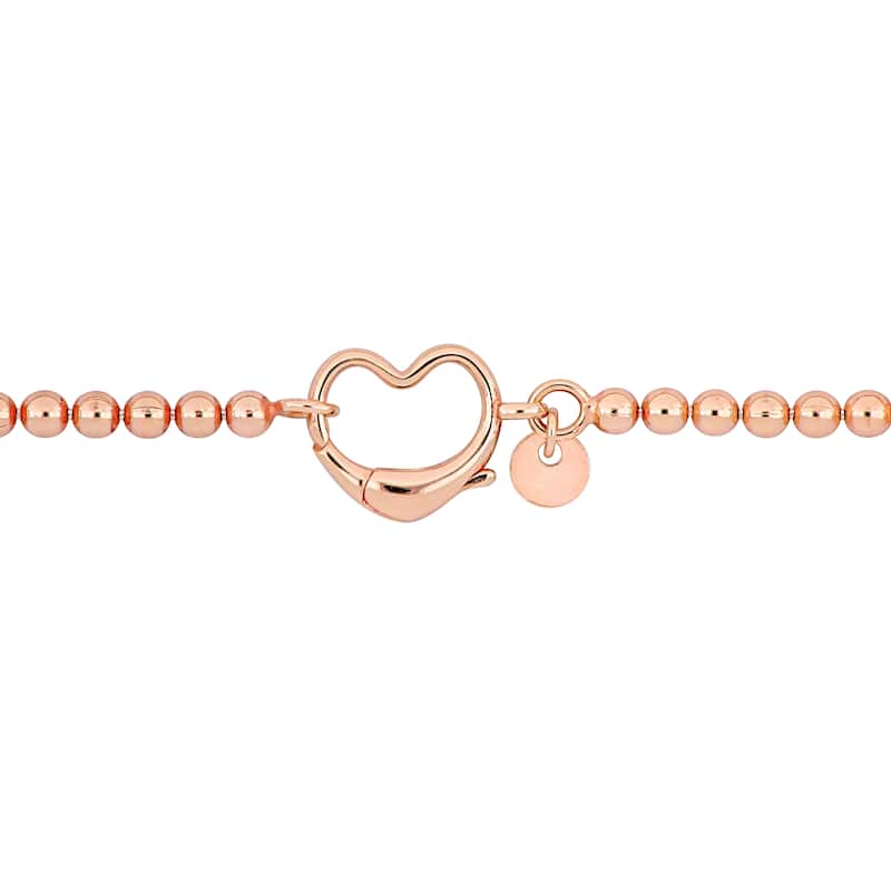 Miadora Ball Link Bracelet with Heart Clasp in Rose Sterling Silver