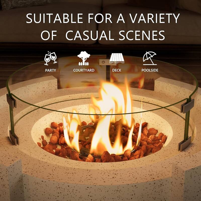 COSIEST 28''Outdoor Propane 40,000 BTU Fire Pit w Wind Glass and Tank