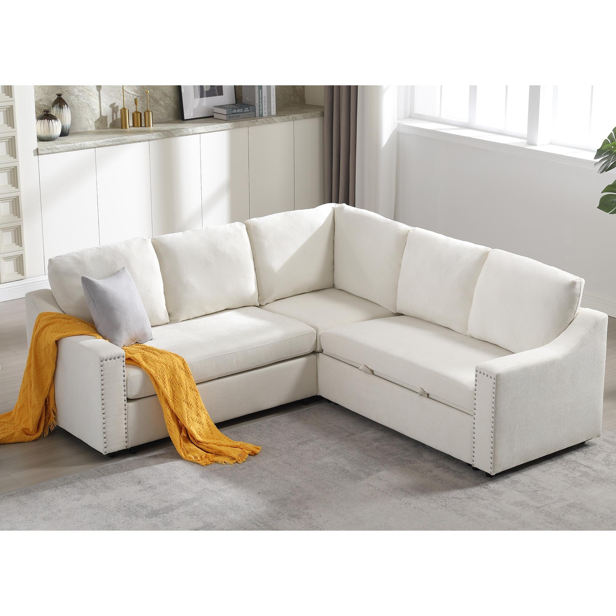 L shaped sofa with pull out sofa bed Corner Sofa comfortable living room furniture set sleeper sofa bed Bed Bath Beyond 41680594