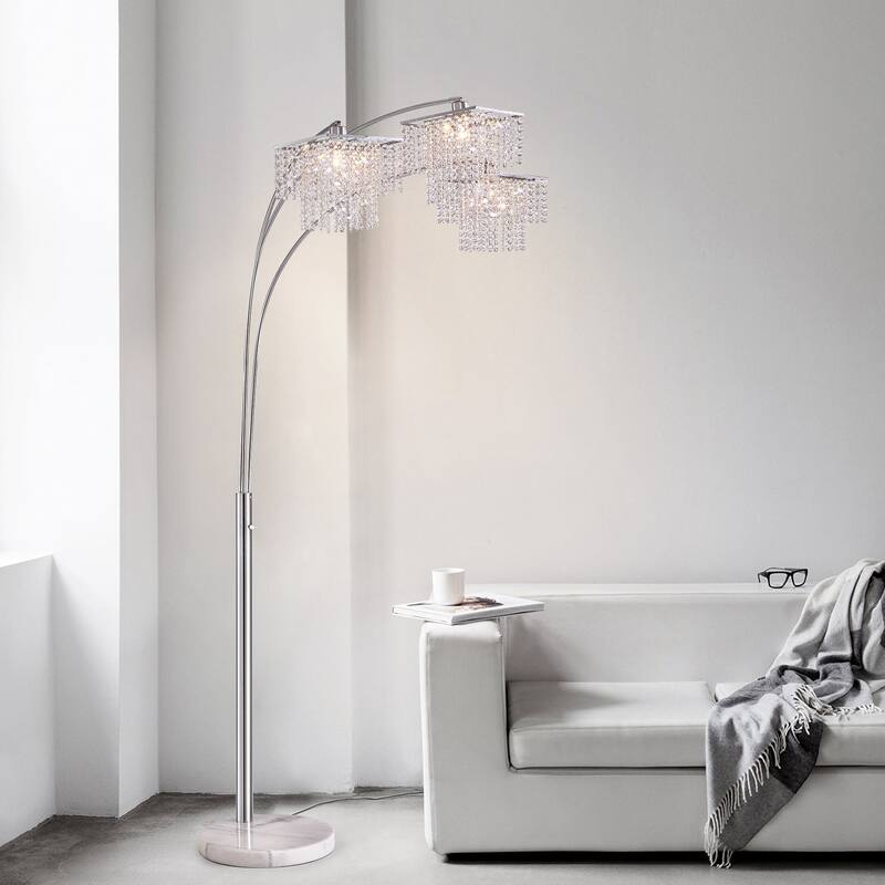 Brio 85" 3-Light Modern Crystal Arc Floor Lamp - 85