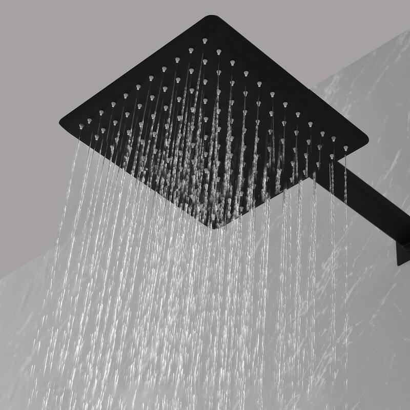 12" Wall Mount Rainfall Square Shower Head - Matte Black