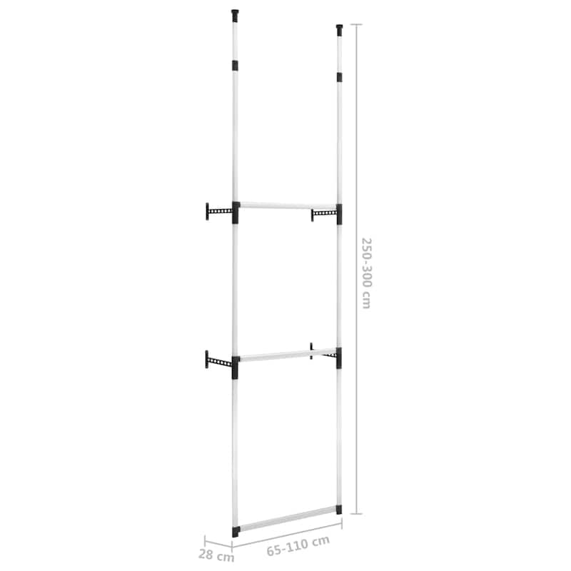 vidaXL Telescopic Wardrobe System with Rods Aluminum - 25.6"-43.3" x 11" x 98.4"-118.1"