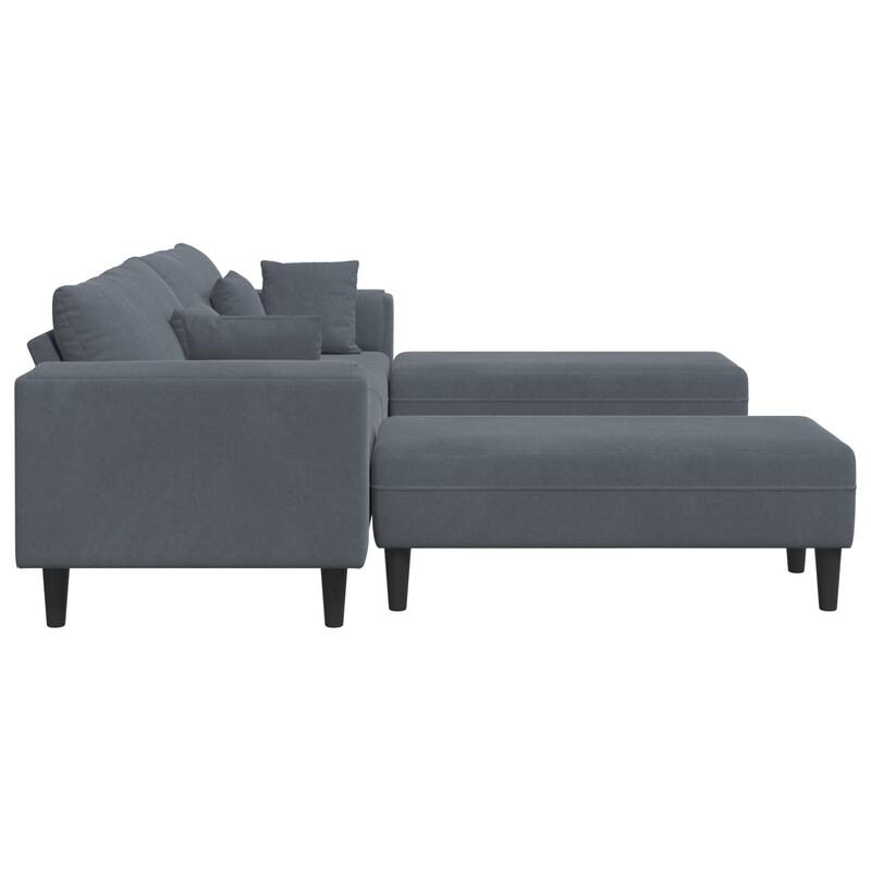 vidaXL Velvet Sofa with Cushion with Pillow Black/Dark Grey 208 cm Velvet