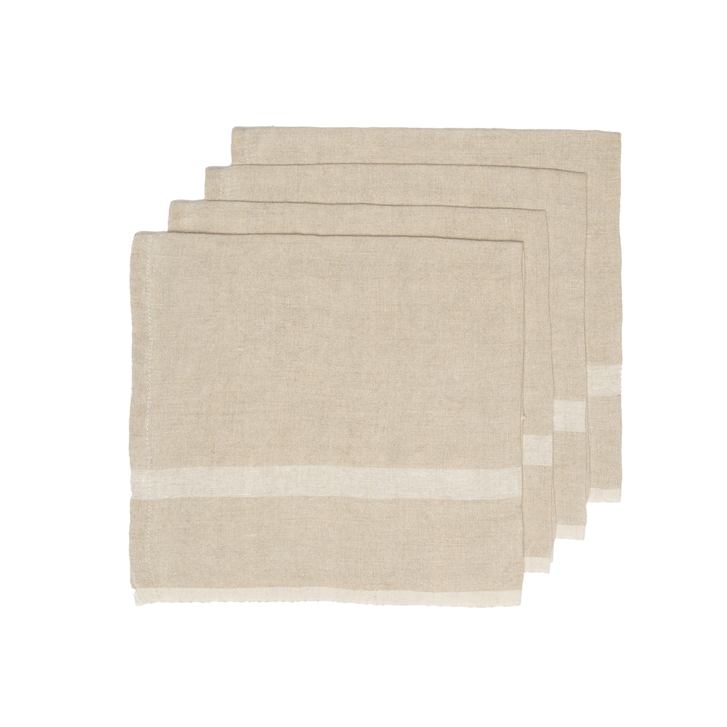 Caravan Laundered Linen Napkins - Set of 4 - Natural/White