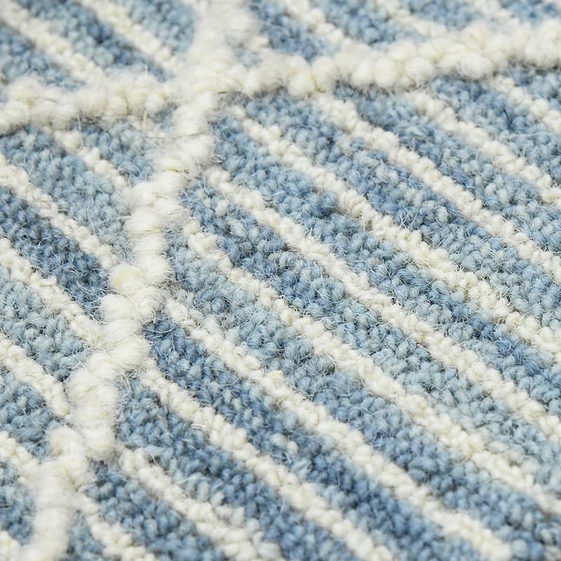 Bakari Lanmore Blue Hand-Hooked Wool Area Rug