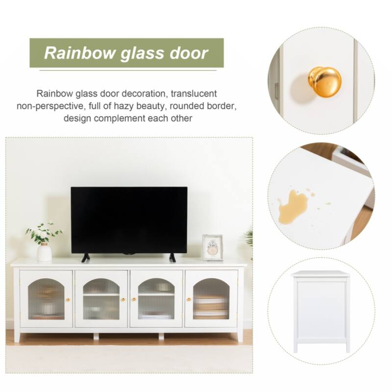 71-inchstylishTVcabinet Entertainment CenterTV stand,TVConsoleTable, Media Console,solidwood frame,Changhong glass door