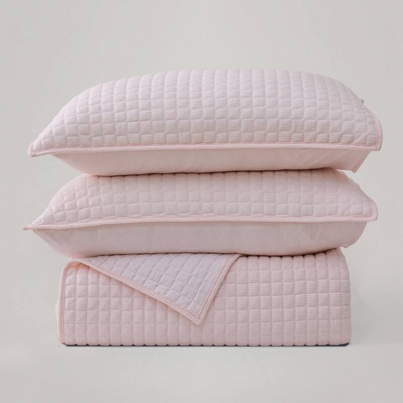 Wonderful Waffle Quilt Set 3 Piece Solid Bedding Set for Kids