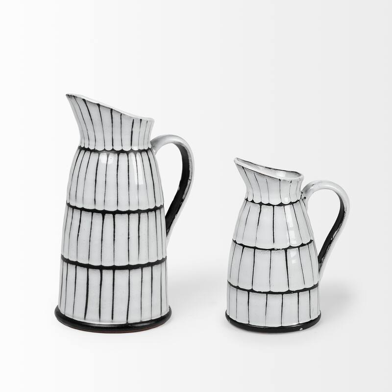 Lome Small White & Black Ceramic Jug
