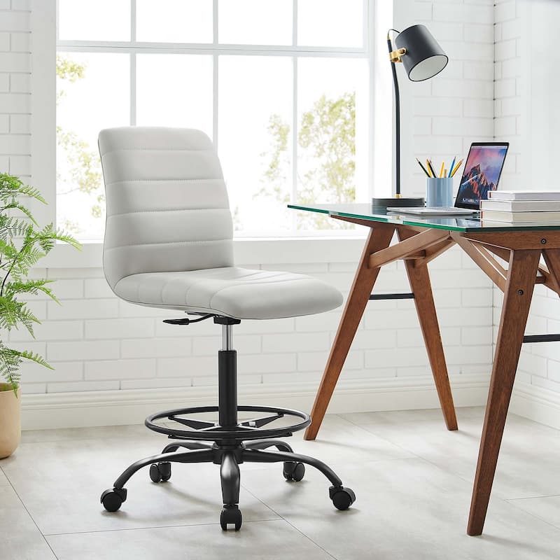Ripple Armless Vegan Leather Drafting Chair