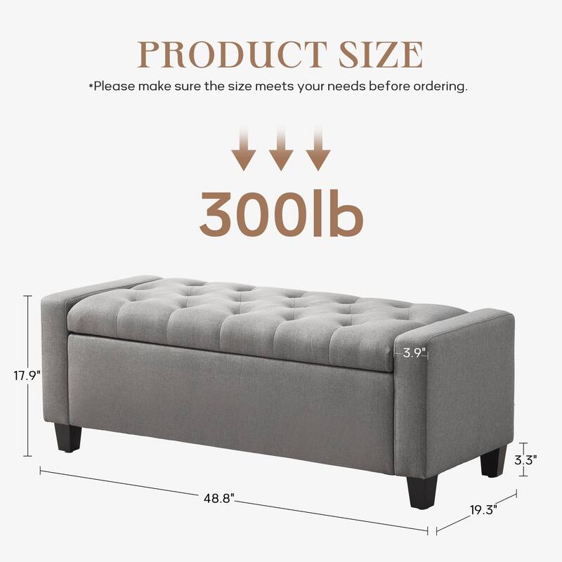 HUIMO Modern Upholstered Flip-Top Storage Ottoman