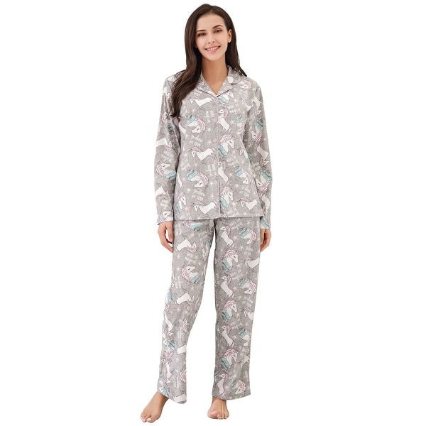 Richie House Women's Knit Flannel Pajama Set with Pants. Opens flyout.