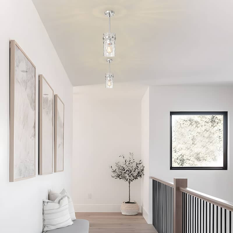 Starsky Modern Clear Hammered Glass Kitchen Island Pendant Light