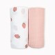 preview thumbnail 1 of 3, lulujo 2 PK Muslin Swaddling Blankets Strawberries / Ballet Slipper