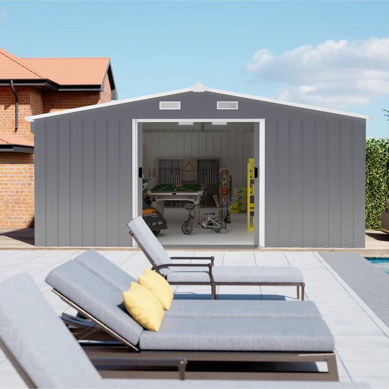 10*12ft 0.25mm Steel Plate, Surface Protective Film, Two Daylight Windows, Two Colors Can Be Freely Selected Storage Sheds