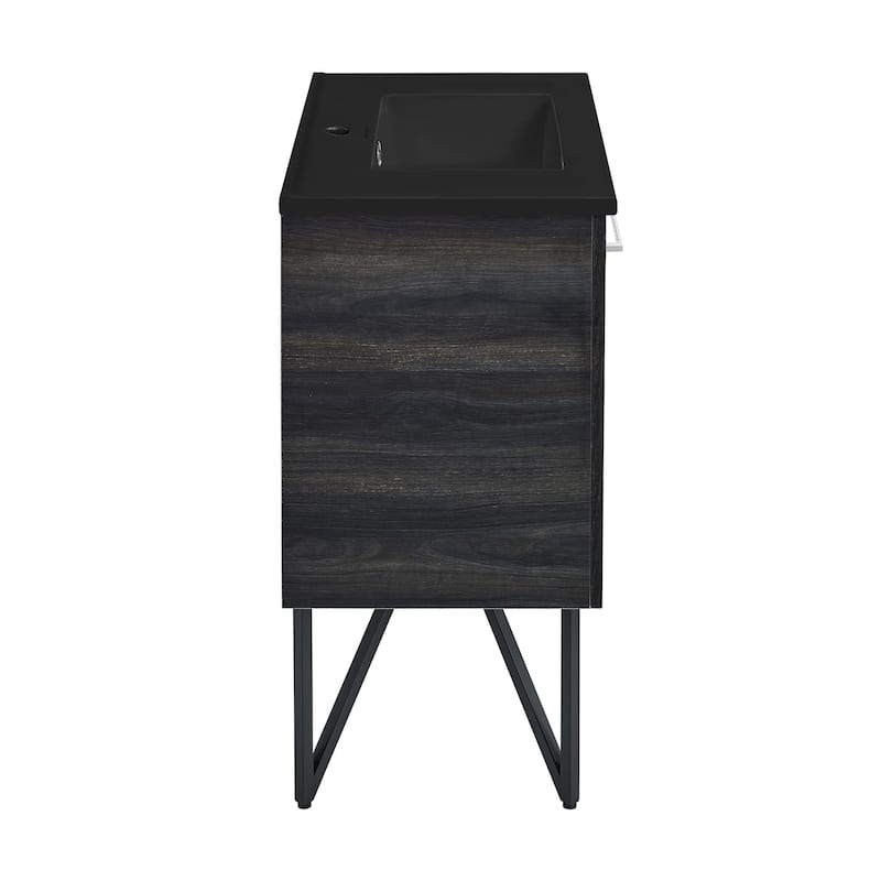 Annecy 36 In. Black Walnut Bathroom Vanity With Black Ceramic Sink Top
