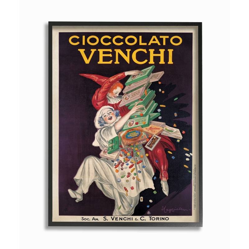 Stupell Cioccolato Venchi Vintage Poster Candy Design Framed Wall Art