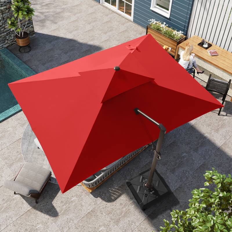 Pellebant 10X13FT Outdoor Patio Offset Umbrella 360 degrees Rotation with No Base
