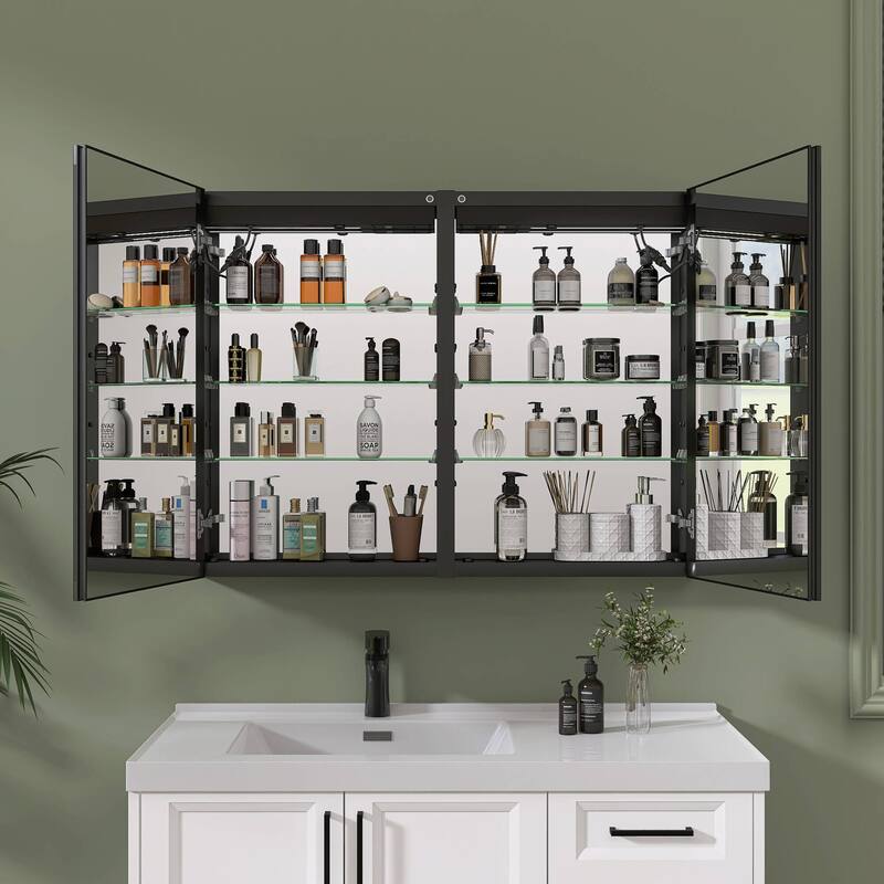 40'' W 30'' H Recessed Frameless Medicine Cabinet Mirror 6 Adjustable