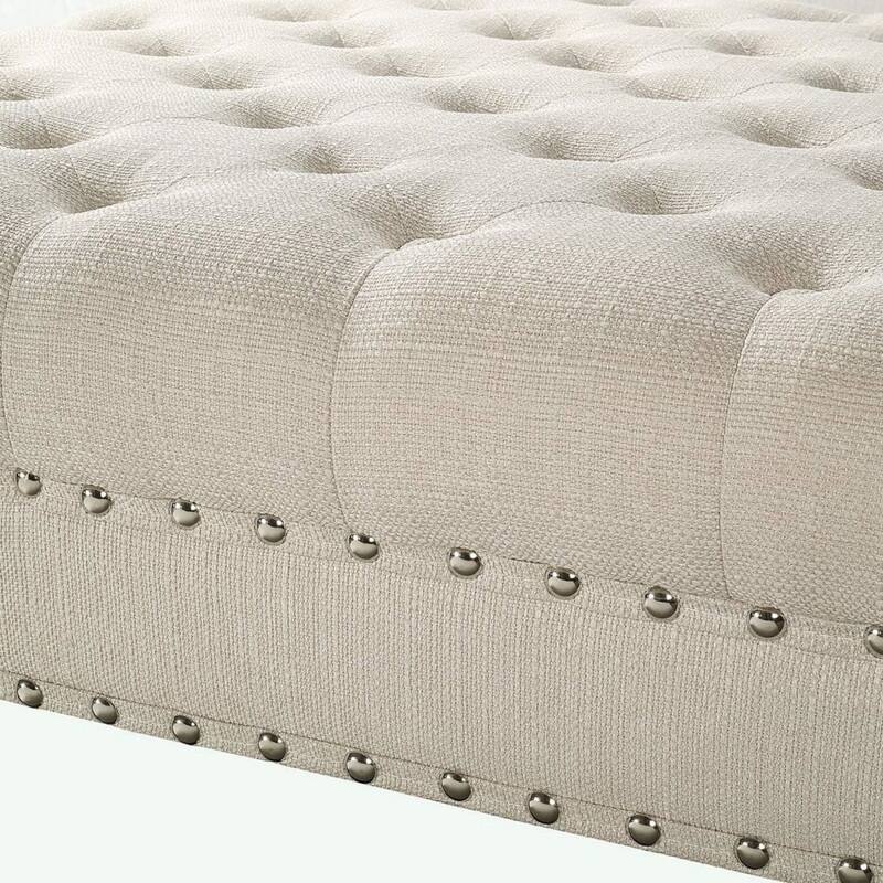 Large Square Upholstered Tufted Button Ottoman