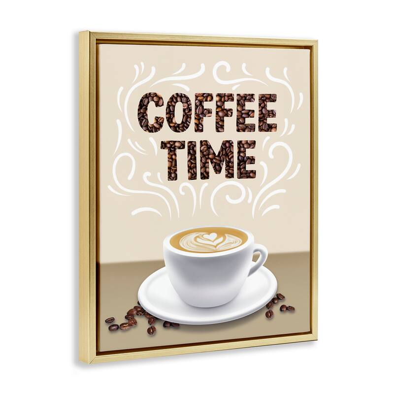 Stupell Traditional Coffee Time Brew Framed Floater Canvas Wall Art Design By Marcus Prime