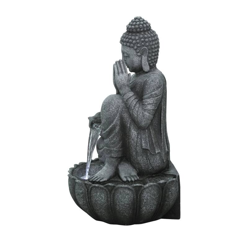 LED Lighted Sitting Buddha Outdoor Garden Water Fountain - 32.25"