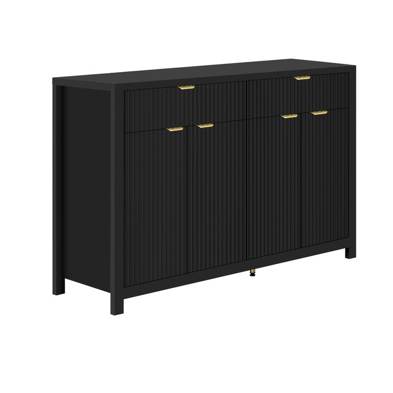 Modern Wave-Pattern Sideboard Cabinet with Adjustable Shelves and Large Capacity Drawers